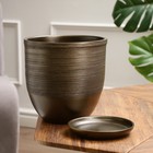 Горшок для цветов «Чёрное золото», керамический, с поддоном, 5 л, коричневый с золотой полосой - Фото 2