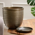 Горшок для цветов «Тёмное золото», керамический, с поддоном, 5 л, коричневый с золотой полосой - Фото 2