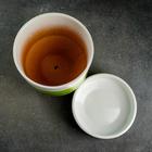 Горшок цветочный с поддоном 1,7л, белый/зеленый керамика, "Лайм" (М) - фото 40395511