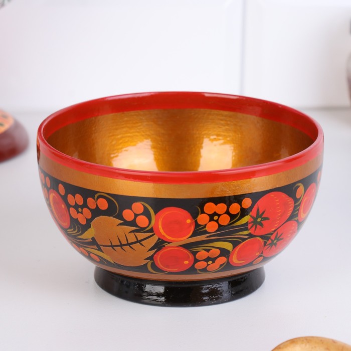 Пиала дерево хохлома, 13×7 см, 300 мл - Фото 1