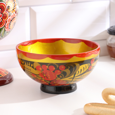 Пиала дерево хохлома, 13×7 см, 300 мл