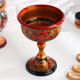 Фруктовница на ножке 21×21 см, дерево хохлома