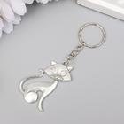 Брелок металл "Кошечка" серебро 4,3х3 см (комплект 12 шт) - фото 26666702