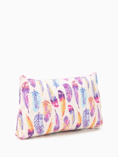 Косметичка-пенал на молнии, маленькая, с рисунком, бежевая/разноцветная