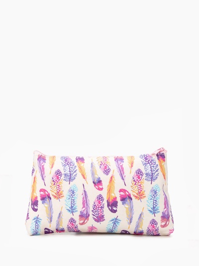 Косметичка-пенал на молнии, маленькая, с рисунком, бежевая/разноцветная