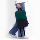 Рюкзак текстильный с карманом, серый/зеленый, 22х13х30 см - Фото 4