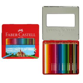 Карандаши 24 цвета Faber-Castell "Замок", шестигранный корпус, заточенные, в металлической коробке