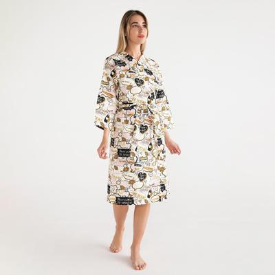 Халат женский Этель «Девичник» рукав 3/4, размер 50-52, вафля 200 г/м², 100% хлопок