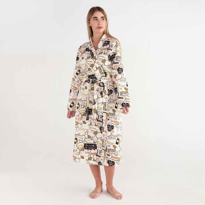 Халат женский удлинённый Этель «Девичник», размер 50-52, вафля 200 г/м², хлопок - Фото 1
