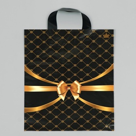 Пакет «Золотые сети», полиэтиленовый с петлевой ручкой, чёрный, 35?28 см, 55 мкм (комплект 50 шт)