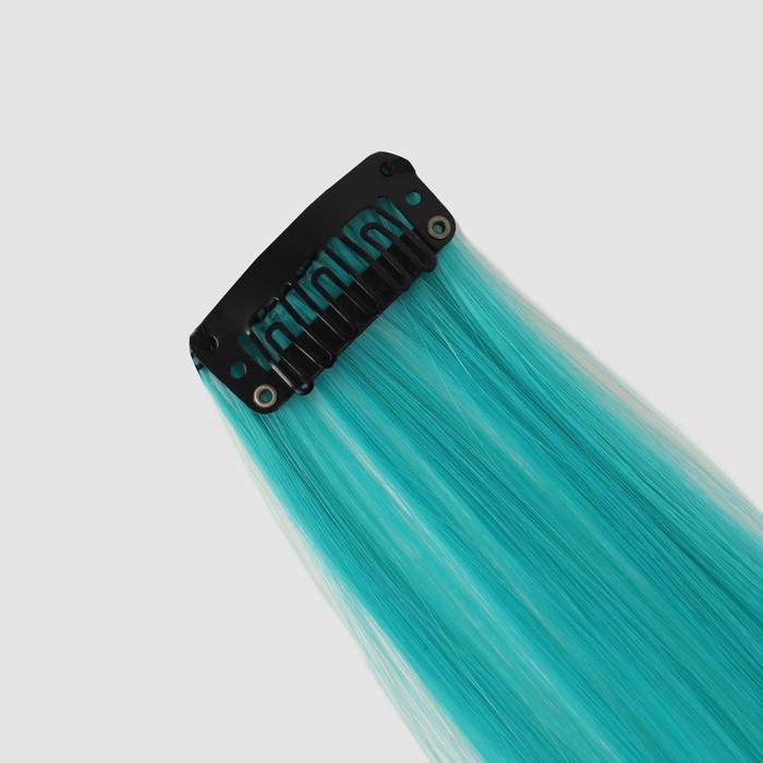 Локон накладной, прямой волос, на заколке, 50 см, 5 гр, цвет бирюзовый 22727