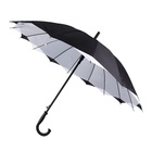 Зонт - трость полуавтоматический «Однотонный», двухслойный, 16 спиц, R = 52 см, цвет МИКС - Фото 1