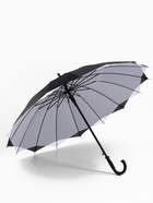 Зонт - трость полуавтоматический «Однотонный», двухслойный, 16 спиц, R=52/60 см, d=104 см, черно-белый - Фото 3