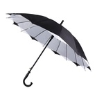 Зонт - трость полуавтоматический «Однотонный», двухслойный, 16 спиц, R = 52 см, цвет МИКС - Фото 4