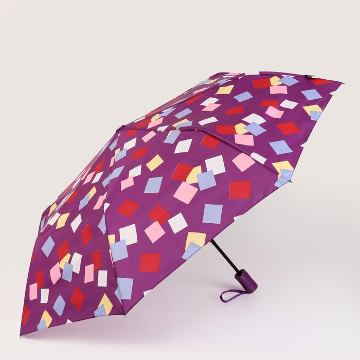 Зонт полуавтоматический, 3 сложения, 8 спиц, R = 48 см, цвет МИКС - Фото 1