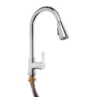 Смеситель для кухни ZEIN Z1300, однорычажный, выдвижной излив, латунь, цвет хром - Фото 3