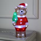 Светодиодная фигура «Медведь с ёлкой» 10 × 30 × 10 см, акрил, 30 LED, 220 В, свечение белое - фото 1981730