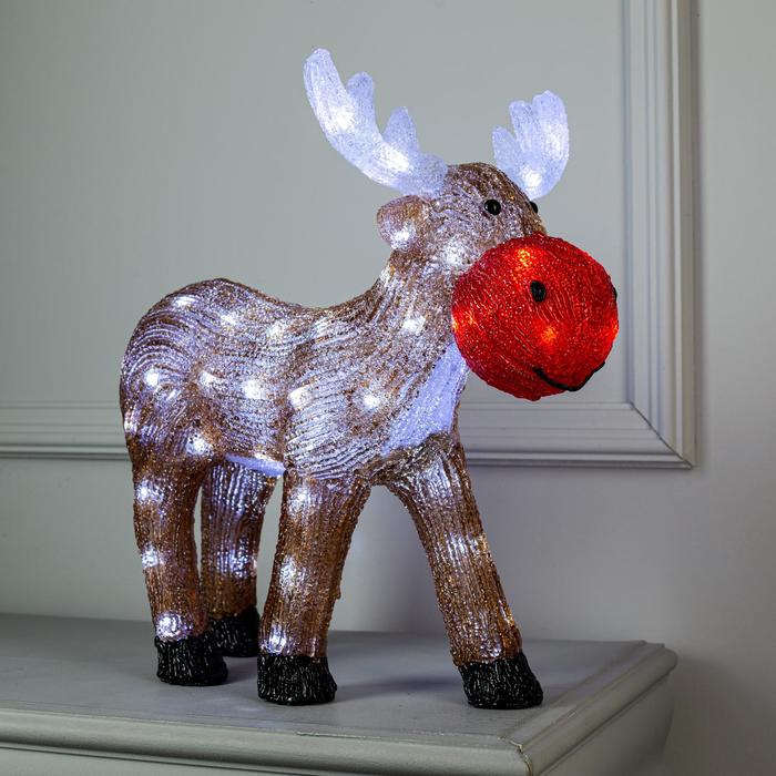 Светодиодная фигура «Мультяшный олень» 45 × 40 × 25 см, акрил, 50 LED, 220 В, свечение белое - фото 1907240391