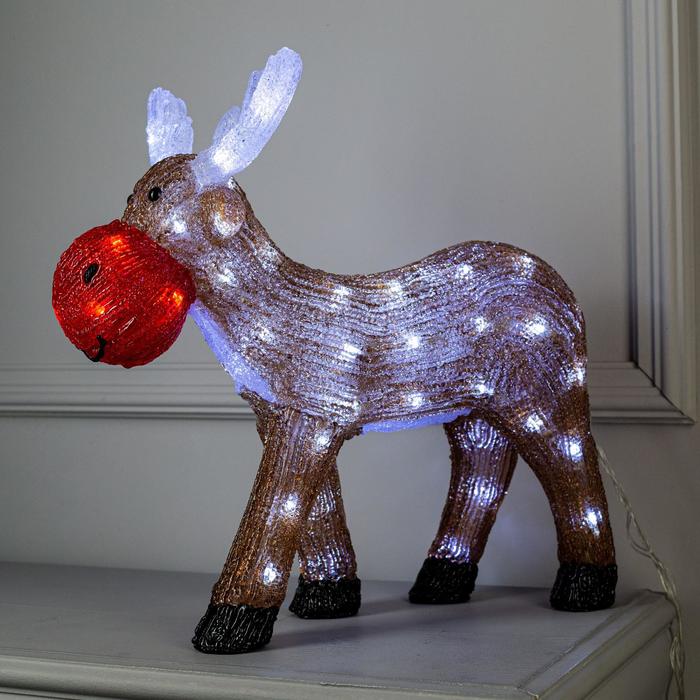 Светодиодная фигура «Мультяшный олень» 45 × 40 × 25 см, акрил, 50 LED, 220 В, свечение белое - фото 1907240393