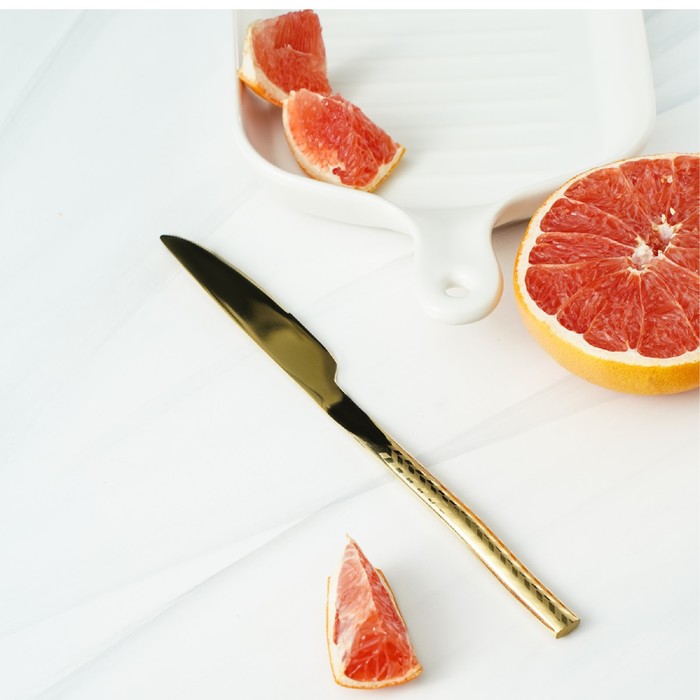 Нож столовый из нержавеющей стали Magistro Kolos, длина 22 см, цвет золотой - фото 1888110517