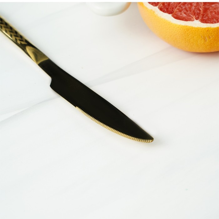 Нож столовый из нержавеющей стали Magistro Kolos, длина 22 см, цвет золотой - фото 1907240401
