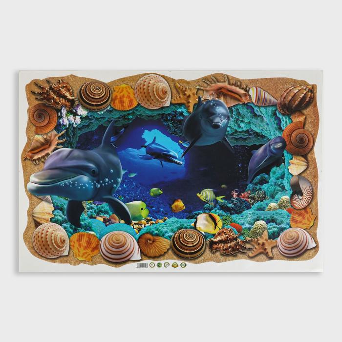 Интерьерная наклейка 3Д TAKE IT EASY «Дельфины», на стену, 90×60 см, влагостойкая, ПВХ - Фото 1