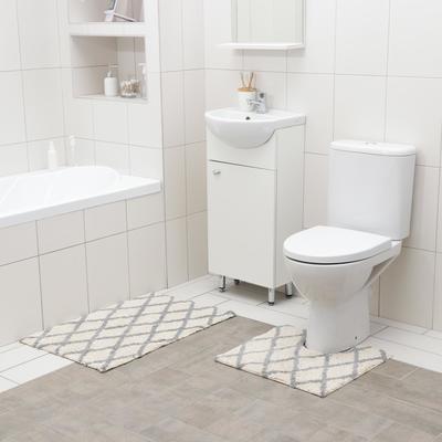 Коврики для ванной и туалета Доляна AntiSlip, 2 шт., 50×80 см, 50×50 см