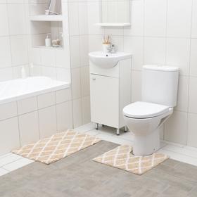 Набор ковриков для ванной и туалета Доляна «AntiSlip», 2 шт, 50×80 см, 50×50 см