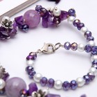 Набор 3 предмета: серьги, бусы, браслет, каменная долина «Аметист» - Фото 2