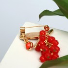 Брошь «Птица» на ветке рябины, цветная в золоте - Фото 2