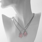 Кулоны «Неразлучники» пазлики с сердечком, цвет розовый в серебре, 45 см - Фото 3