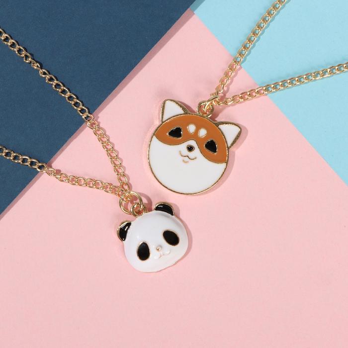 

Кулоны «Неразлучники» корги и панда, цветные в золоте, 45 см