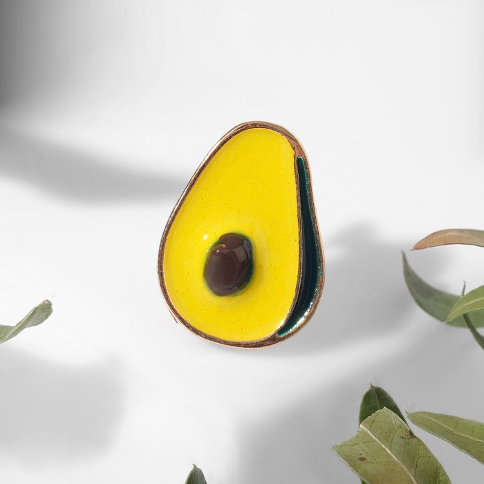 Брошь «Авокадо», цветная в золоте - Фото 1