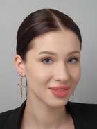 Серьги со стразами «Крестики» с делениями крупные, белые в золоте  (артикул 5470281)  большой выбор товаров оптом и в розницу по низким ценам с доставкой