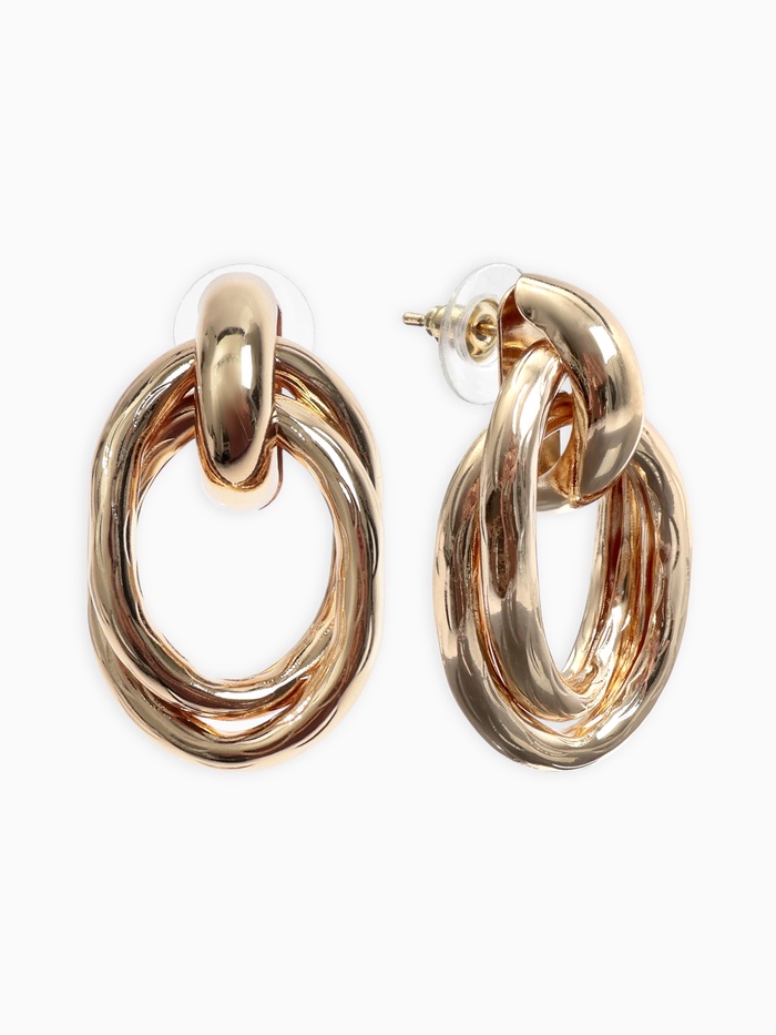 Серьги металл «Геометрия», овалы переплетённые, цвет золото