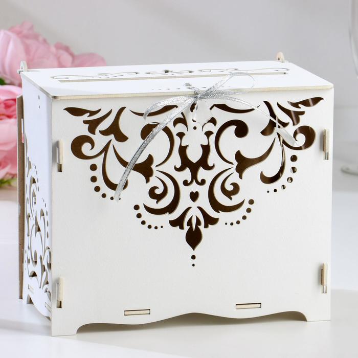 Шкатулка подарочная «Семейный банк для сбора денег. Кристалл», белый-серебро, 21.5×13.5×18.5 см - Фото 1