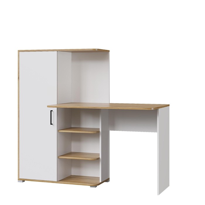 Стол компьютерный со шкафом «Лайт», 1420×356×1282 мм, цвет белый/дуб золотой - Фото 1