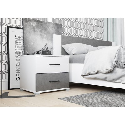 Тумба прикроватная Nova, 500×410×452 мм, цвет белый/бетон