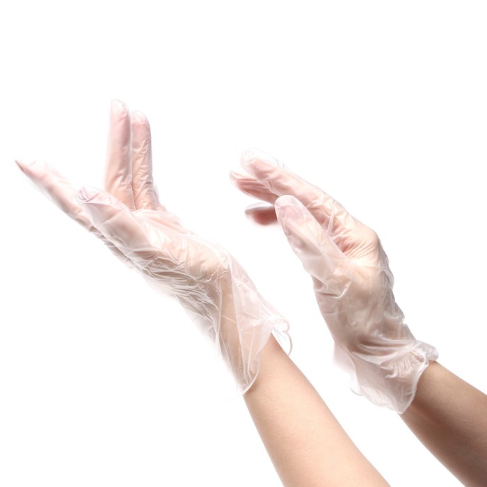 Перчатки Benovy (Saf&ty), виниловые, размер M, 50 пар, прозрачные - Фото 1