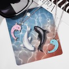 Кулоны «Неразлучники» дельфины, цвет розово-голубой в серебре, 45 см - Фото 1