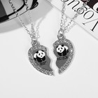 Кулоны «Неразлучники» сердечко с пандами, цвет чёрно-белый в серебре, 45 см - Фото 2