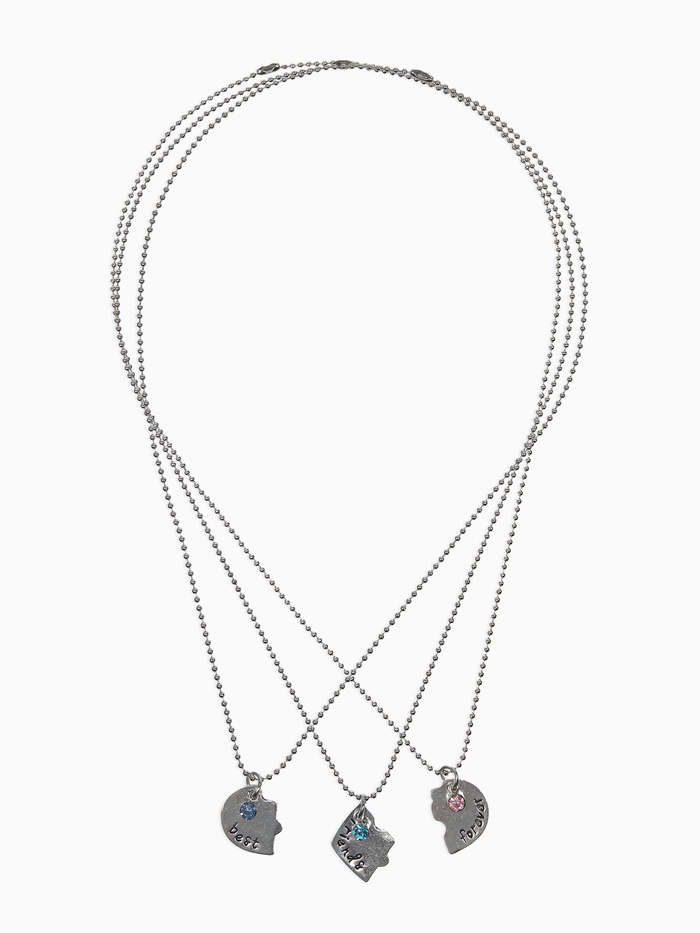 Кулоны парные «Тройное сердце», 45 см, цветные в серебре