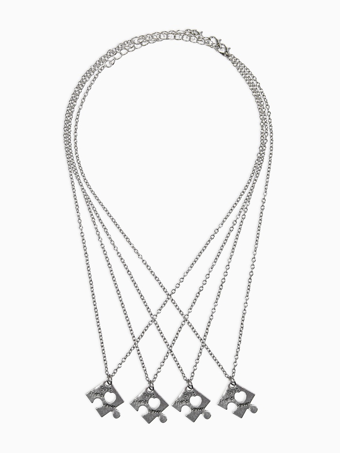 Кулоны парные на цепочке «Пазл квадрат», цвет серебро, 45 см