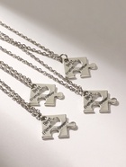 Кулоны "Неразлучники" пазлы квадрат, цвет чёрный в серебре, 45 см - фото 809601534