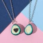 Кулоны «Неразлучники. Авокадо с сердечком», коричнево-зелёные в серебре, 45 см - Фото 3