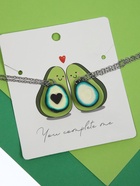 Кулоны «Неразлучники. Авокадо с сердечком», коричнево-зелёные в серебре, 45 см  (артикул 5514352)  большой выбор товаров оптом и в розницу по низким ценам с доставкой