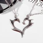 Кулоны «Неразлучники» горящее сердце, цвет чернёное серебро, 45 см - Фото 2