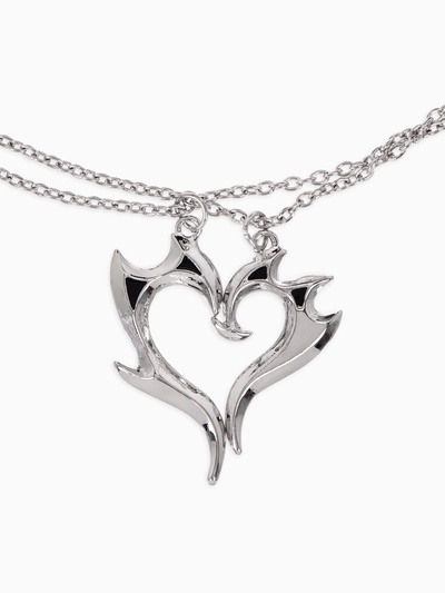 Кулоны «Неразлучники» горящее сердце, цвет чернёное серебро, 45 см