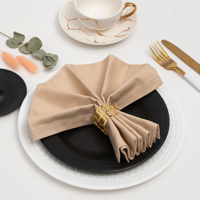 Салфетка столовая «Этель», 40×40 см, бежевая, 100% хлопок, саржа, 250 г/м² - Фото 1