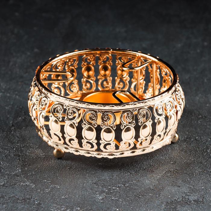 Подставка-подогрев для чайника, 13×13×6 см, металл, золотистая - Фото 1